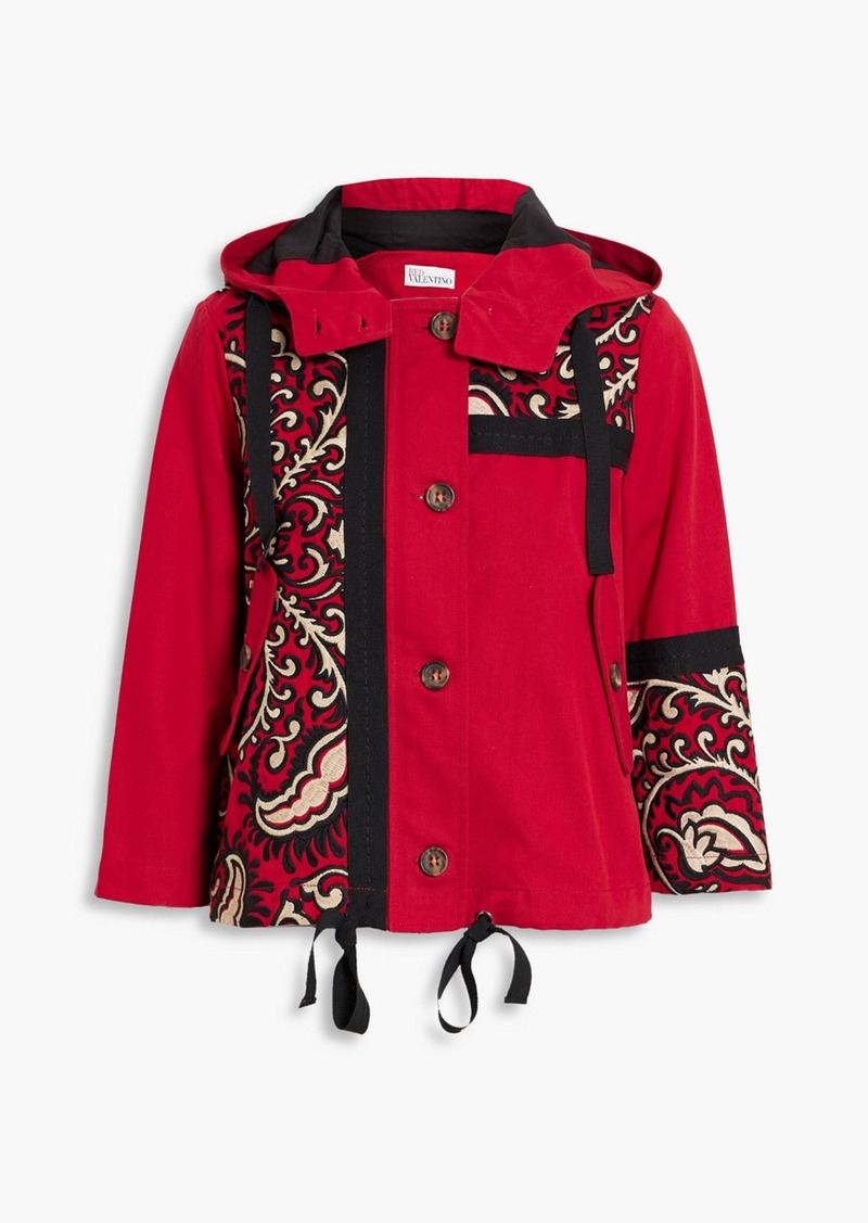 RED Valentino REDValentino - Embroidered cotton-twill hooded jacket - Red - IT 38