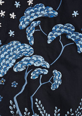 RED Valentino REDValentino - Embroidered point d'espirit-paneled cotton-twill shirt jacket - Blue - IT 36