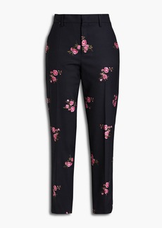 RED Valentino REDValentino - Floral-appliquéd wool-blend twill tapered pants - Black - IT 38