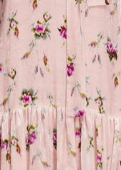 RED Valentino REDValentino - Tie-neck floral-print velvet mini dress - Pink - IT 40