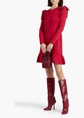 RED Valentino REDValentino - Fluted bow-detailed stretch-knit mini dress - Red - M
