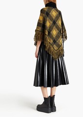 RED Valentino REDValentino - Fringed checked knitted poncho - Yellow - XS