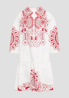 RED Valentino REDValentino - Gathered broderie anglaise cotton mini dress - White - IT 40