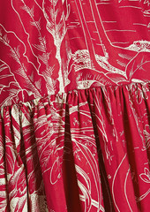 RED Valentino REDValentino - Gathered printed cotton-poplin midi dress - Purple - IT 36
