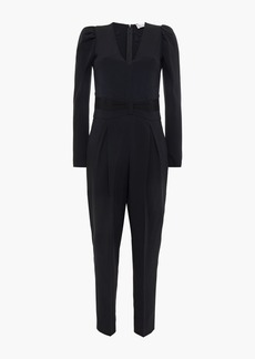 RED Valentino REDValentino - Grosgrain-trimmed pleated crepe jumpsuit - Black - IT 40