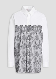 RED Valentino REDValentino - Lace-paneled cotton-blend poplin shirt - White - IT 38