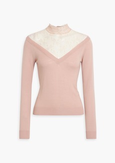 RED Valentino REDValentino - Lace-paneled wool turtleneck sweater - Pink - XS