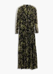 RED Valentino REDValentino - Lace-trimmed pleated floral-print chiffon maxi dress - Black - IT 40