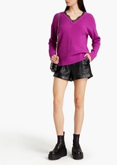 RED Valentino REDValentino - Lace-trimmed ribbed-knit sweater - Purple - XXS