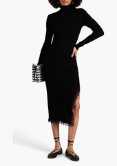 RED Valentino REDValentino - Lace-trimmed ribbed-knit turtleneck midi dress - Black - XS