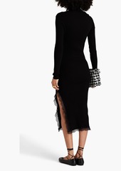 RED Valentino REDValentino - Lace-trimmed ribbed-knit turtleneck midi dress - Black - XS