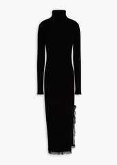 RED Valentino REDValentino - Lace-trimmed ribbed-knit turtleneck midi dress - Black - XS