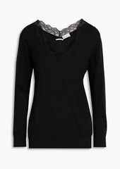 RED Valentino REDValentino - Lace-trimmed wool and cashmere-blend sweater - Black - S