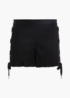 RED Valentino REDValentino - Lace-up ruffled cotton-blend shorts - Black - IT 36