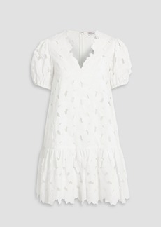 RED Valentino REDValentino - Laser-cut embroidered cotton-blend poplin mini dress - White - IT 36