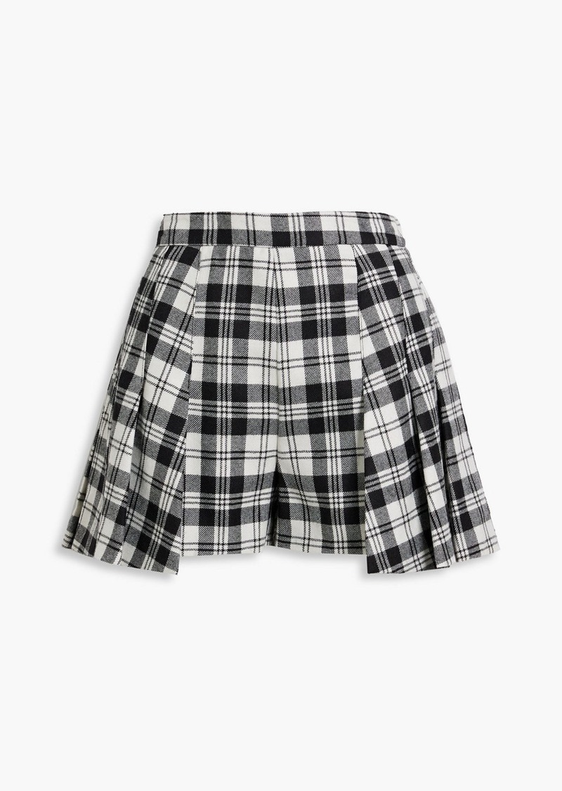 RED Valentino REDValentino - Layered pleated checked wool shorts - Black - IT 38