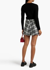 RED Valentino REDValentino - Layered pleated checked wool shorts - Black - IT 38
