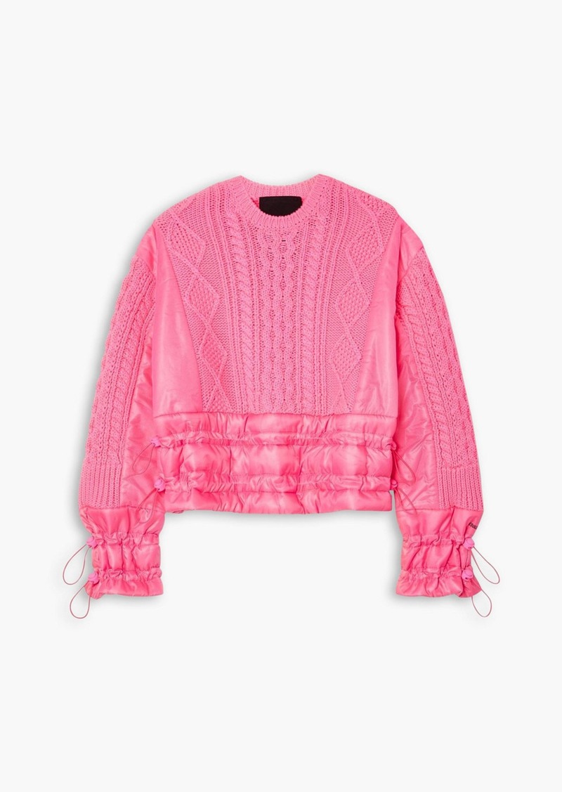 RED Valentino REDValentino - Mesh-paneled shell and cable-knit wool-blend sweater - Pink - XS