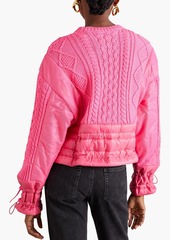 RED Valentino REDValentino - Mesh-paneled shell and cable-knit wool-blend sweater - Pink - XS