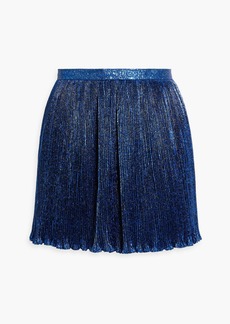 RED Valentino REDValentino - Metallic plissé-woven mini skirt - Blue - IT 38