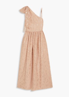 RED Valentino REDValentino - One-shoulder bow-embellished glittered tulle maxi dress - Pink - IT 38