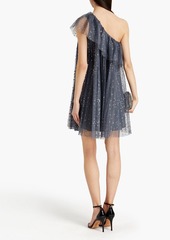 RED Valentino REDValentino - One-shoulder ruffled glittered tulle mini dress - Gray - IT 36