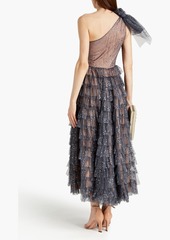 RED Valentino REDValentino - One-shoulder tiered glittered tulle midi dress - Gray - IT 38