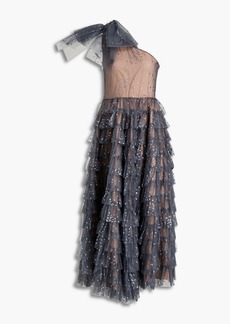RED Valentino REDValentino - One-shoulder tiered glittered tulle midi dress - Gray - IT 38