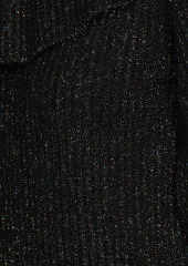 RED Valentino REDValentino - One-sleeve ruffled metallic ribbed-knit top - Black - S