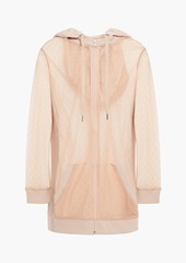 RED Valentino REDValentino - Paneled point d'esprit and French cotton-blend terry hoodie - Pink - XXS