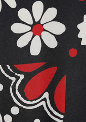 RED Valentino REDValentino - Pleated floral-print crepe de chine midi dress - Black - IT 40