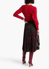 RED Valentino REDValentino - Pleated floral-print crepe midi skirt - Black - IT 36