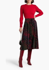 RED Valentino REDValentino - Pleated floral-print crepe midi skirt - Black - IT 36