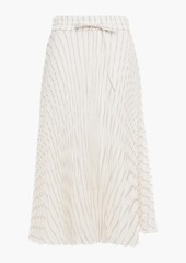RED Valentino REDValentino - Pleated metallic striped cotton-blend gauze midi skirt - White - IT 40
