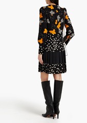 RED Valentino REDValentino - Pleated printed crepe mini dress - Black - IT 38