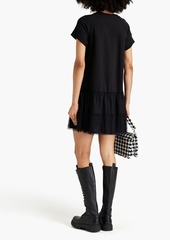 RED Valentino REDValentino - Point d'esprit-paneled French cotton-blend terry mini dress - Black - S