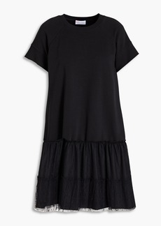 RED Valentino REDValentino - Point d'esprit-paneled French cotton-blend terry mini dress - Black - S