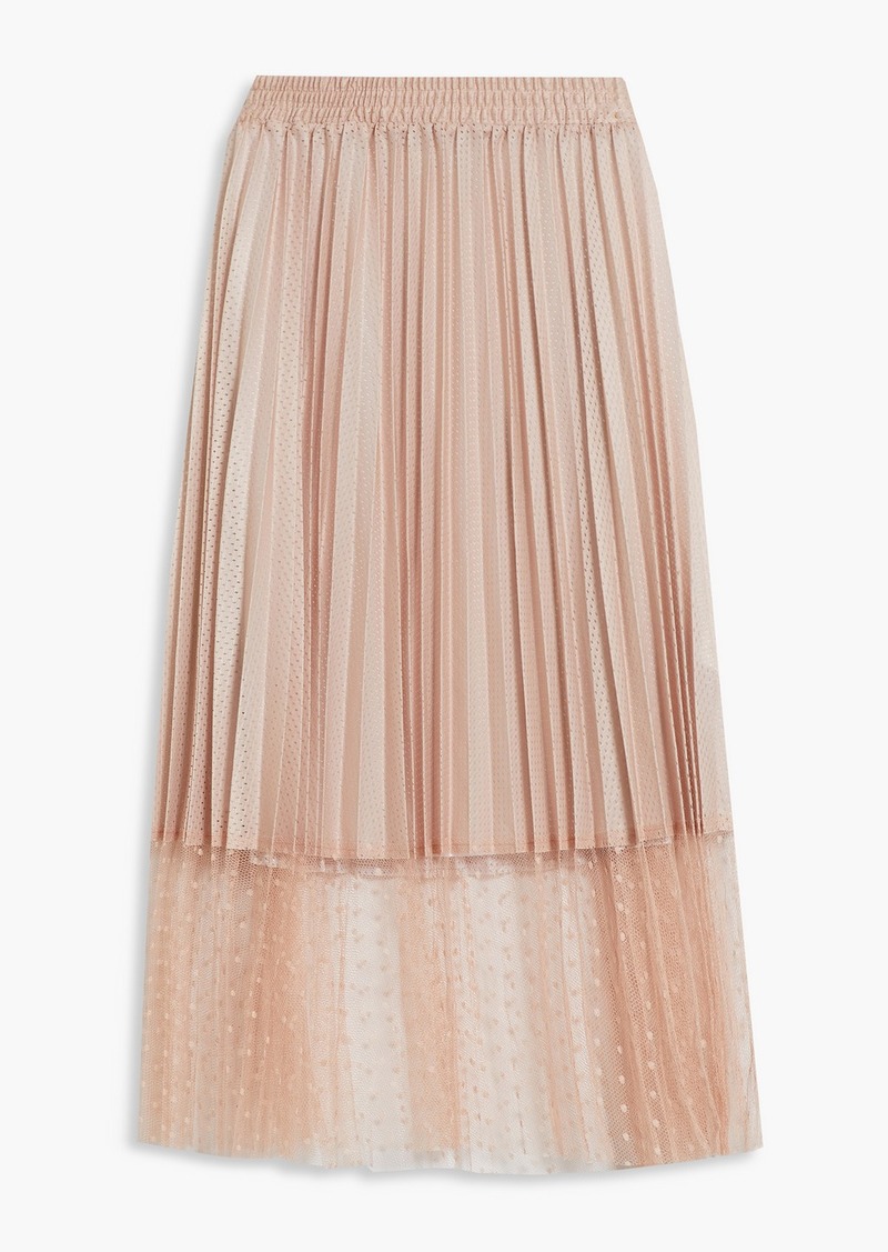 RED Valentino REDValentino - Point d'esprit-paneled perforated jersey midi skirt - Pink - S