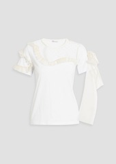 RED Valentino REDValentino - Ruffled point d'esprit-paneled cotton-jersey T-shirt - White - S
