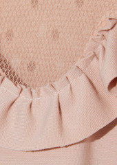 RED Valentino REDValentino - Point d'esprit-paneled ruffled stretch-knit mini dress - Pink - S