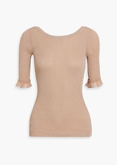 RED Valentino REDValentino - Point d'esprit-trimmed metallic ribbed-knit top - Blue - M