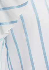 RED Valentino REDValentino - Point d'esprit-trimmed metallic striped cotton-blend top - Blue - IT 44