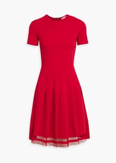 RED Valentino REDValentino - Point d'esprit-trimmed pleated stretch-jersey mini dress - Red - XS