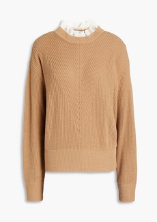 RED Valentino REDValentino - Point d'esprit-trimmed ribbed-knit sweater - Brown - S