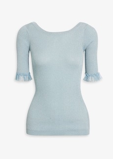 RED Valentino REDValentino - Point d'esprit-trimmed ribbed-knit top - Blue - S