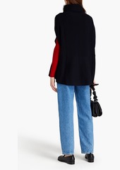 RED Valentino REDValentino - Point d'esprit-trimmed ribbed wool cape - Blue - XS