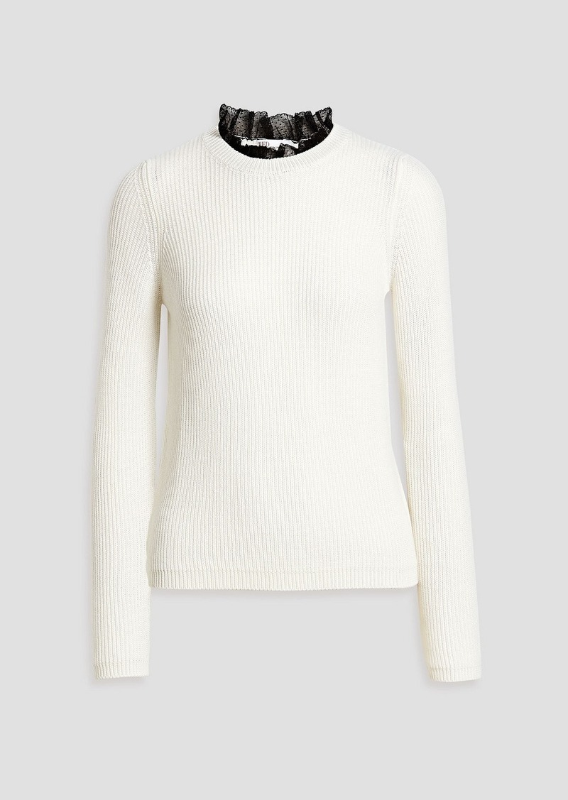 RED Valentino REDValentino - Point d'esprit-trimmed ribbed wool sweater - White - S