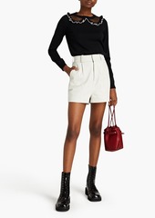 RED Valentino REDValentino - Point d'esprit-trimmed ruffled wool-blend sweater - Black - S