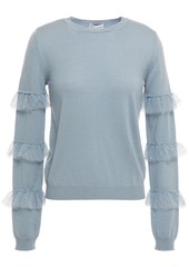 RED Valentino REDValentino - Point d'esprit-trimmed wool sweater - Blue - XS
