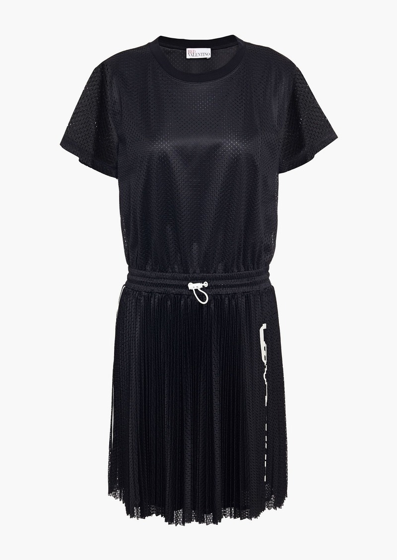 RED Valentino REDValentino - Printed pleated mesh mini dress - Black - XS